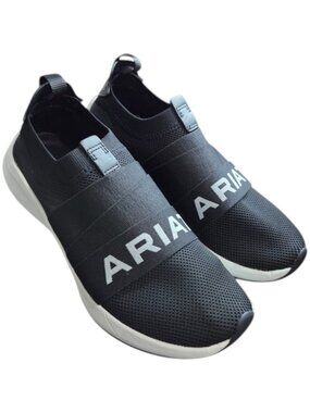 Ariat Slip-On Athletic Sneakers Black White Logo Size 7.5